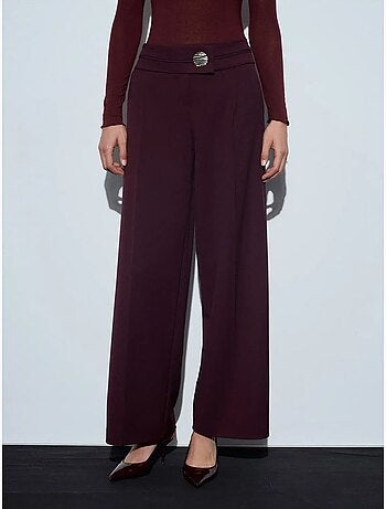 DILVIN Pantalon Large En Crêpe À Taille Haute