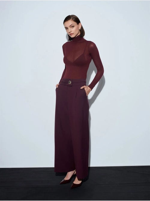 DILVIN Pantalon Large En Crêpe À Taille Haute - Kiabi DILVIN Pantalon Large En Crêpe À Taille Haute - Kiabi