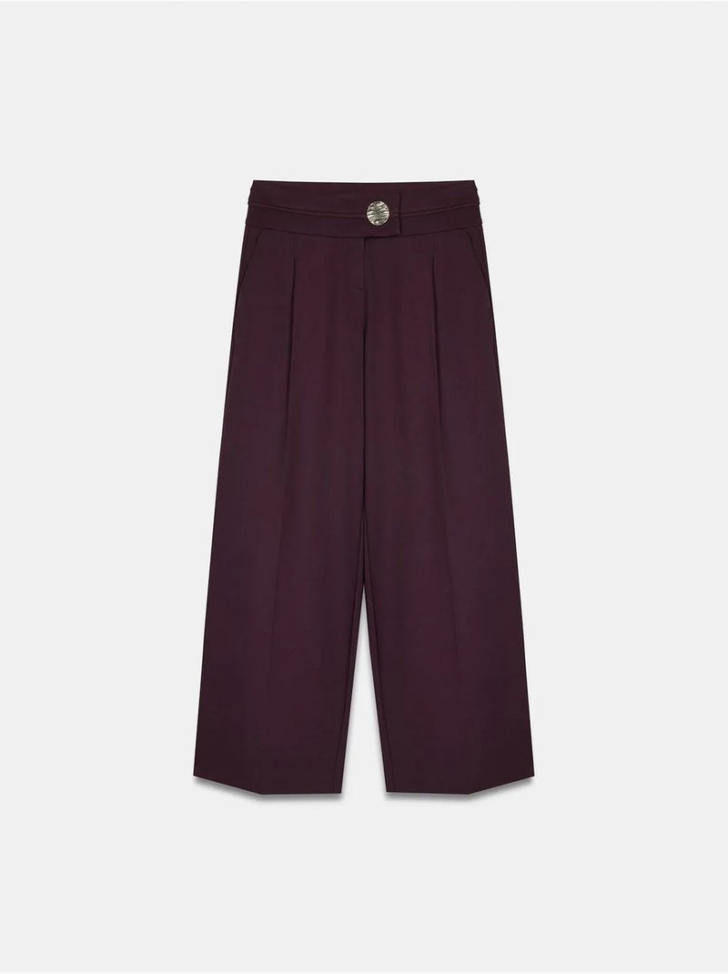 DILVIN Pantalon Large En Crêpe À Taille Haute Rouge bordeaux - Kiabi