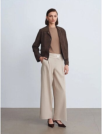 DILVIN Pantalon Large En Crêpe À Taille Haute