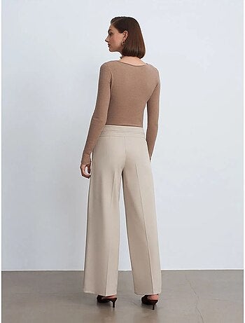 DILVIN Pantalon Large En Crêpe À Taille Haute