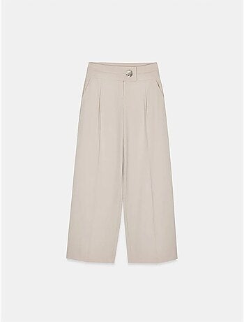DILVIN Pantalon Large En Crêpe À Taille Haute