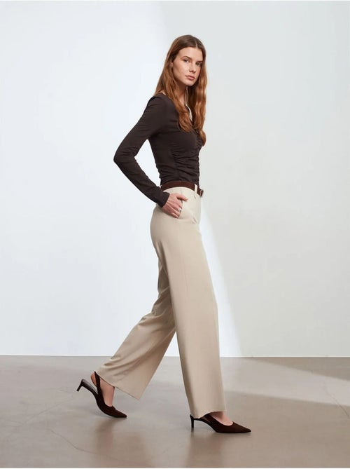 DILVIN Pantalon Large En Crêpe À Taille Mi-haute - Kiabi