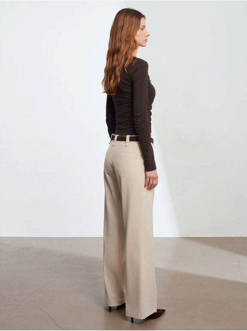 DILVIN Pantalon Large En Crêpe À Taille Mi-haute - Kiabi