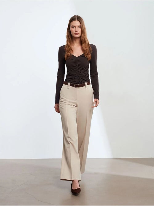 DILVIN Pantalon Large En Crêpe À Taille Mi-haute - Kiabi