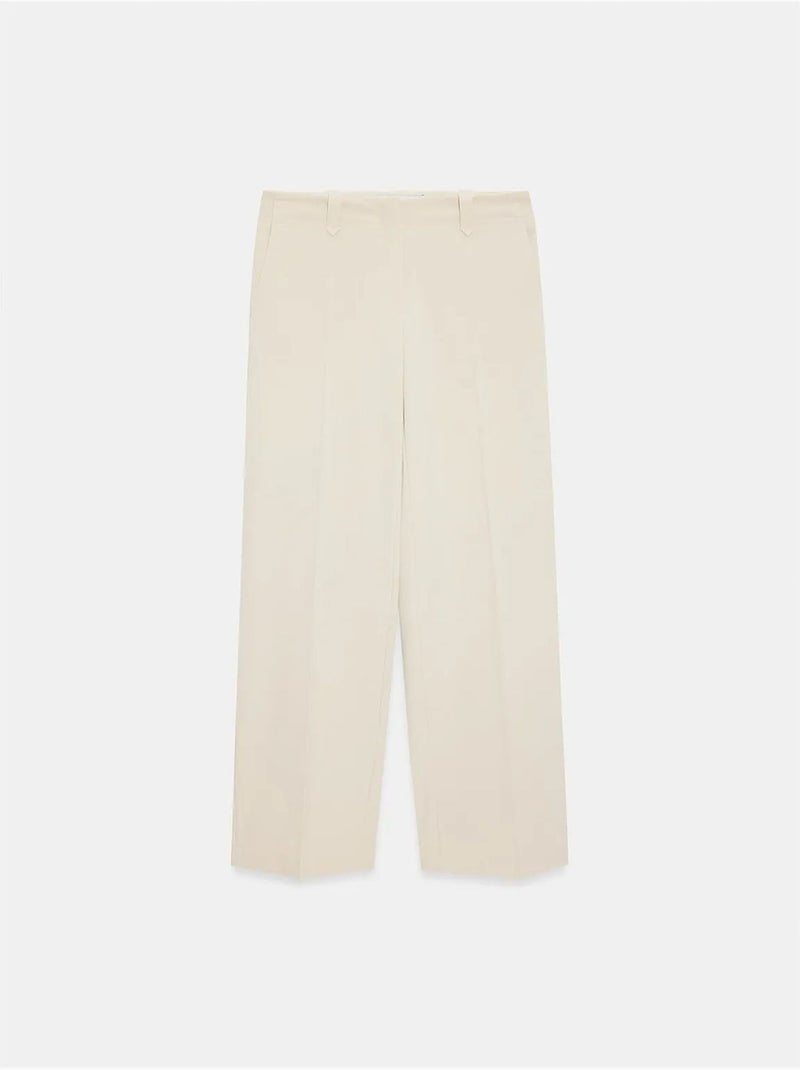DILVIN Pantalon Large En Crêpe À Taille Mi-haute Sable - Kiabi