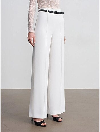 DILVIN Pantalon Large En Crêpe Avec Ceinture