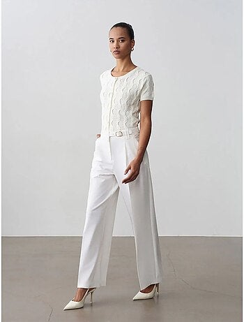 DILVIN Pantalon Large En Crêpe Avec Ceinture