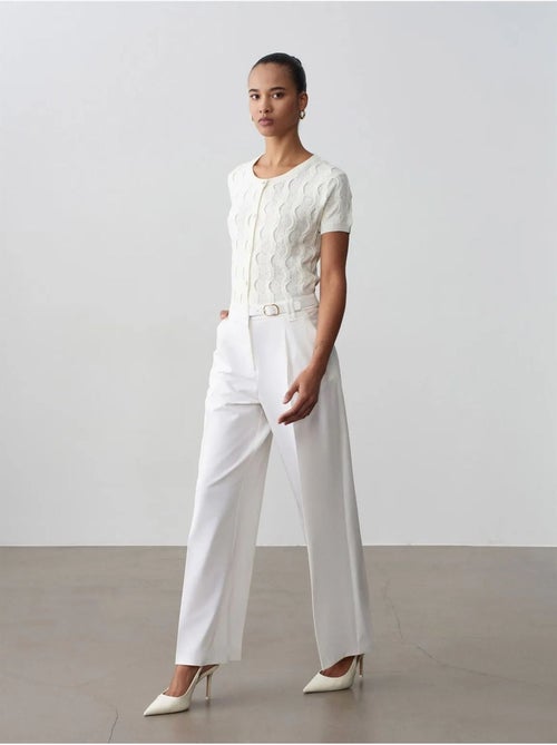 DILVIN Pantalon Large En Crêpe Avec Ceinture - Kiabi