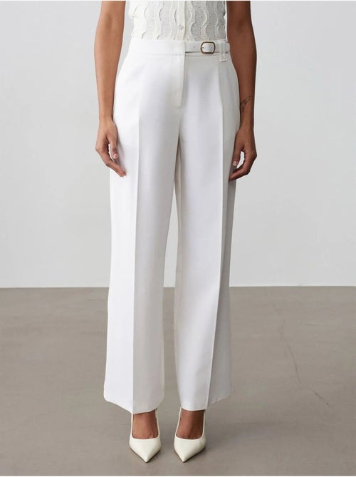 DILVIN Pantalon Large En Crêpe Avec Ceinture - Kiabi