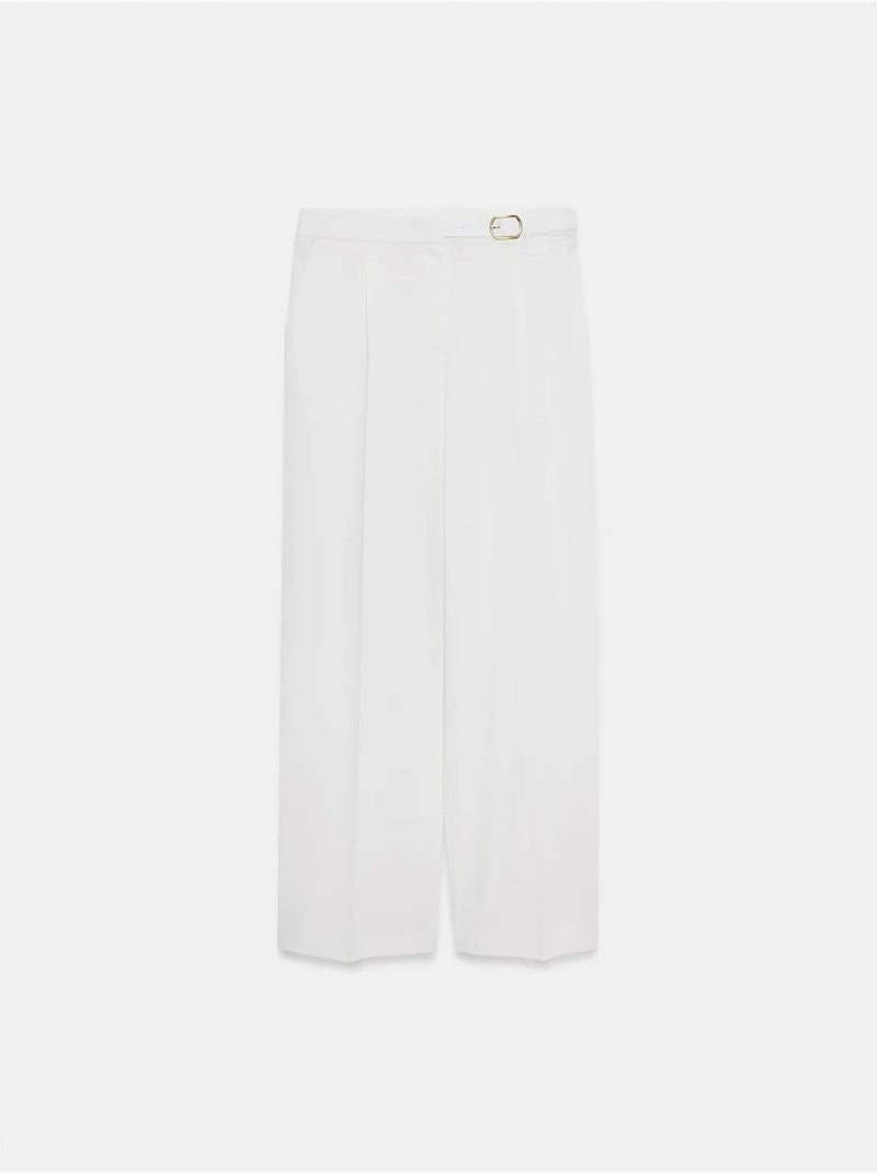 DILVIN Pantalon Large En Crêpe Avec Ceinture Blanc - Kiabi