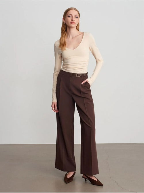DILVIN Pantalon Large En Crêpe Avec Ceinture - Kiabi DILVIN Pantalon Large En Crêpe Avec Ceinture - Kiabi