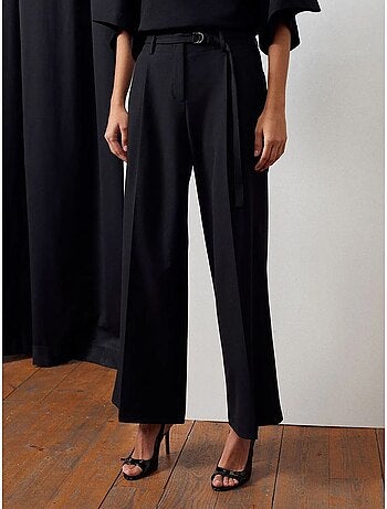 DILVIN Pantalon Large En Crêpe Avec Ceinture