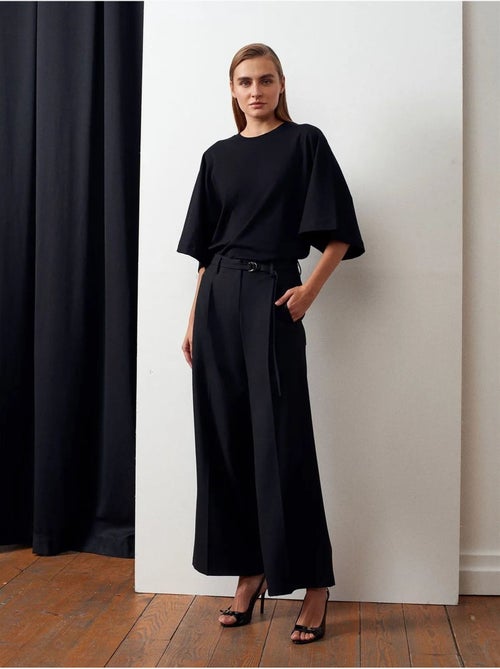 DILVIN Pantalon Large En Crêpe Avec Ceinture - Kiabi