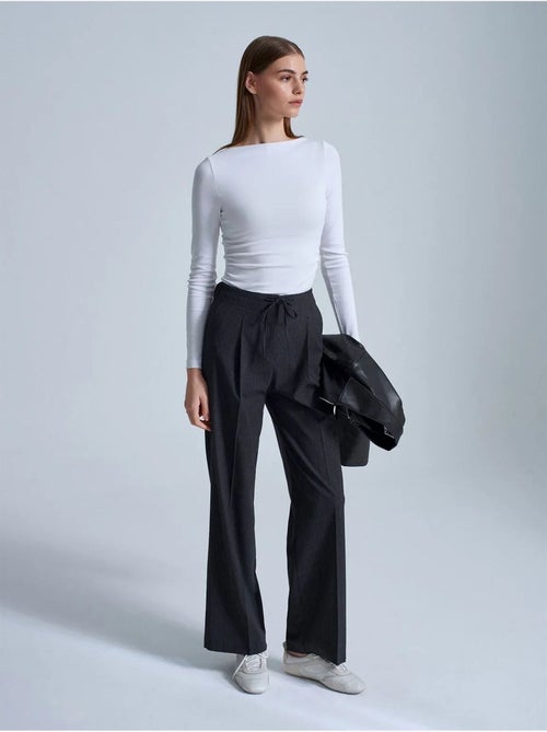 DILVIN Pantalon Large En Crêpe Avec Cordon - Kiabi DILVIN Pantalon Large En Crêpe Avec Cordon - Kiabi
