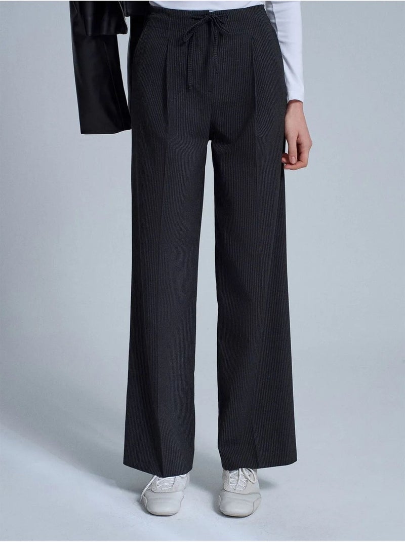 DILVIN Pantalon Large En Crêpe Avec Cordon gris anthracite - Kiabi