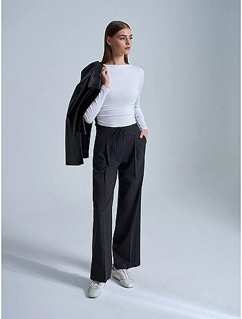 DILVIN Pantalon Large En Crêpe Avec Cordon