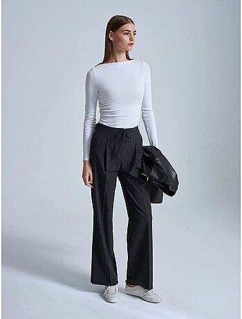 DILVIN Pantalon Large En Crêpe Avec Cordon