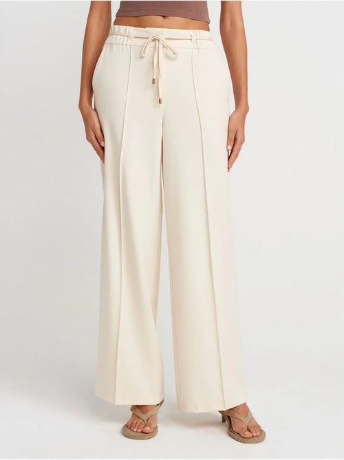 DILVIN Pantalon Large En Crêpe Avec Taille À Cordon - Kiabi DILVIN Pantalon Large En Crêpe Avec Taille À Cordon - Kiabi