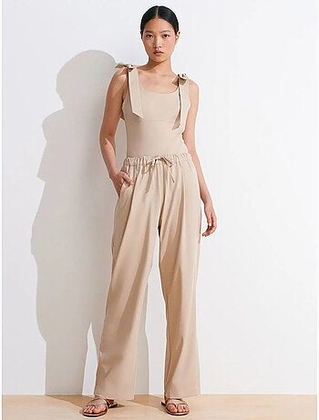 DILVIN Pantalon Large En Crêpe