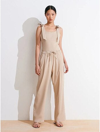 DILVIN Pantalon Large En Crêpe