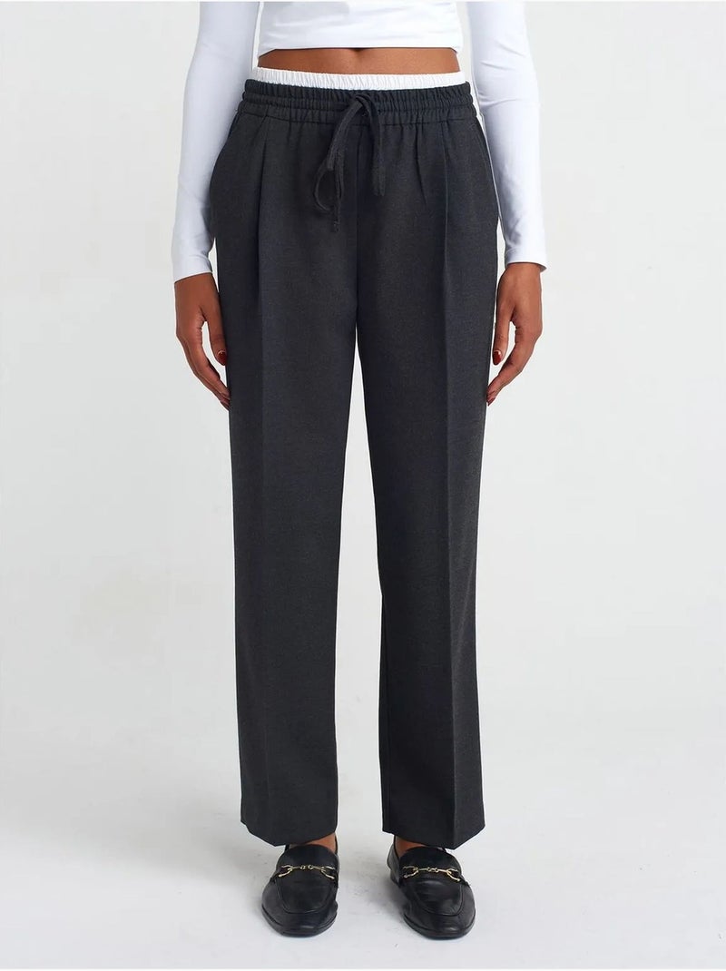 DILVIN Pantalon Large En Crêpe gris anthracite - Kiabi