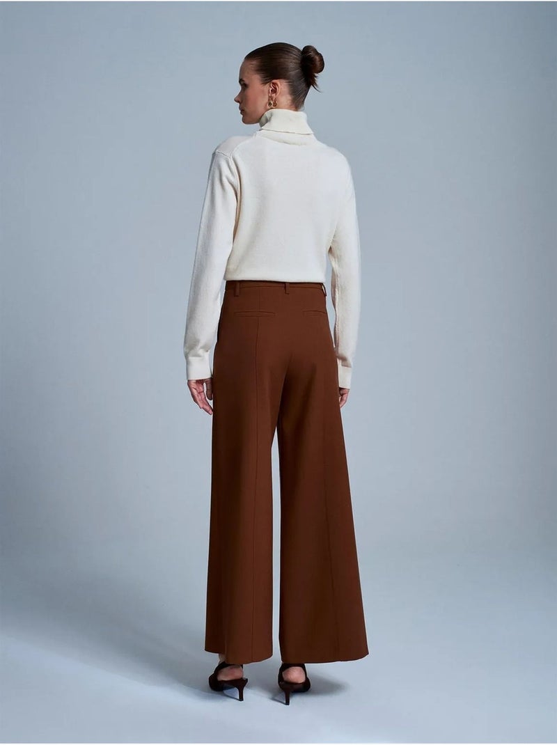 DILVIN Pantalon Large En Crêpe Marron - Kiabi