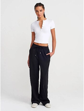 DILVIN Pantalon Large En Crêpe
