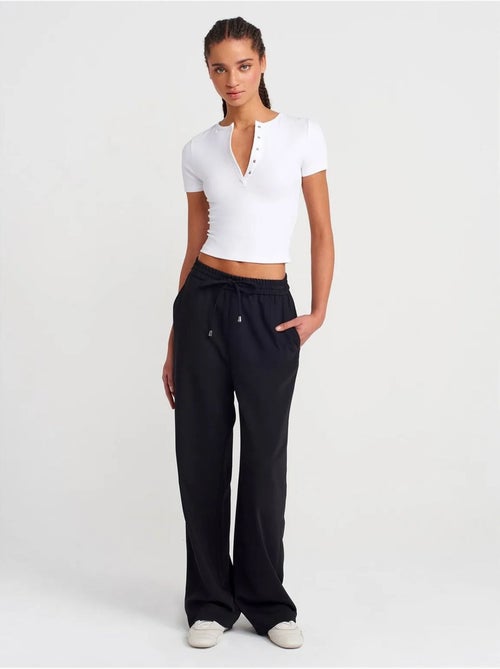 DILVIN Pantalon Large En Crêpe - Kiabi DILVIN Pantalon Large En Crêpe - Kiabi