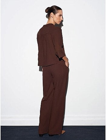 DILVIN Pantalon Large En Crêpe Pour Femme