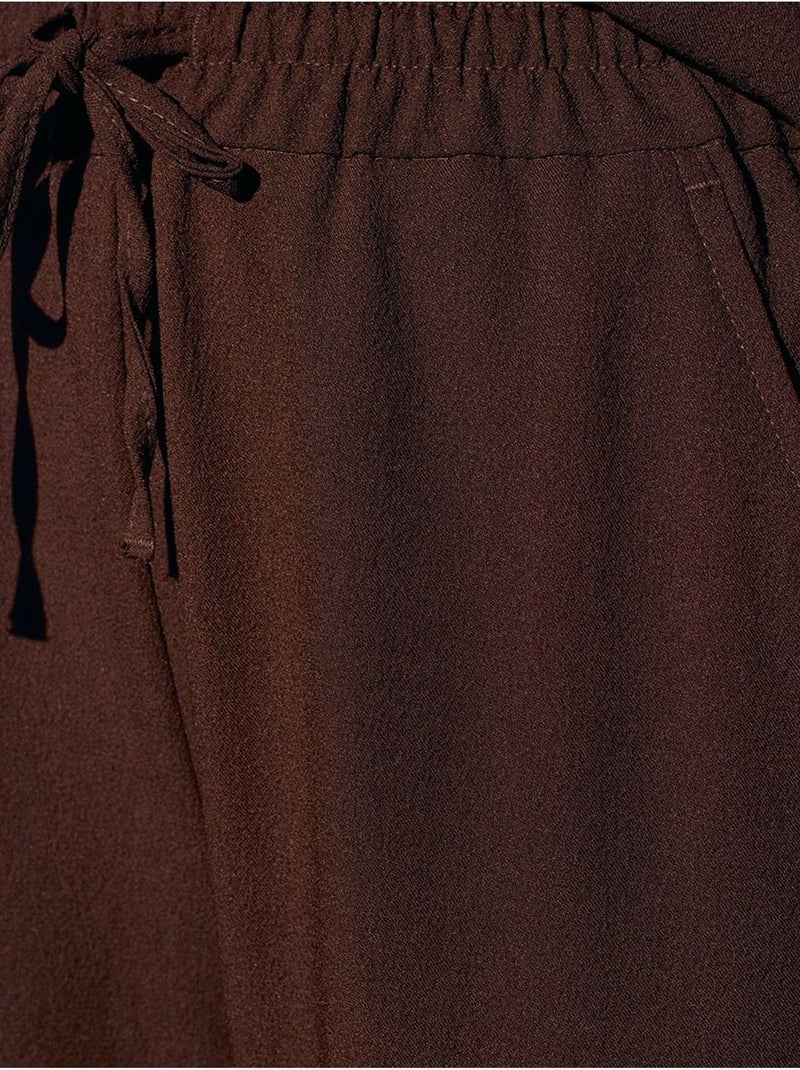 DILVIN Pantalon Large En Crêpe Pour Femme Marron chocolat - Kiabi