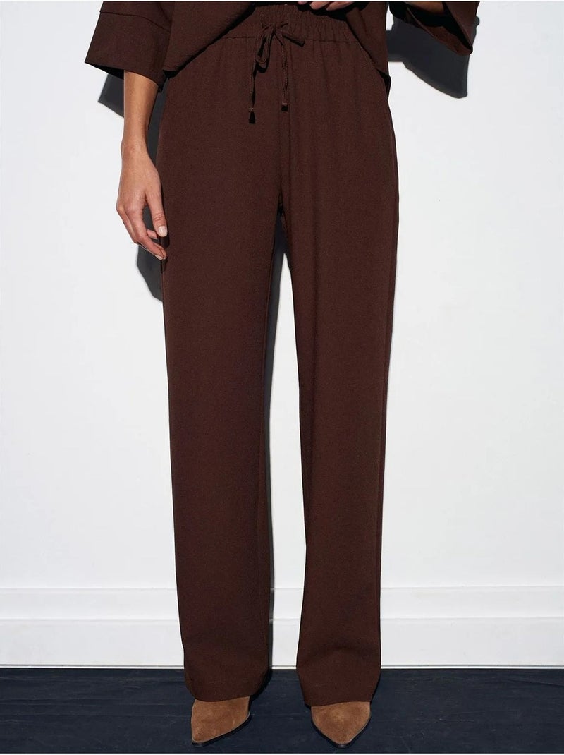 DILVIN Pantalon Large En Crêpe Pour Femme Marron chocolat - Kiabi