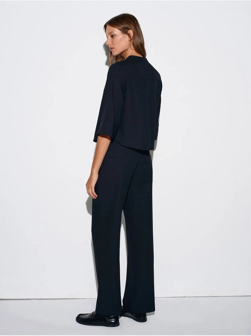 DILVIN Pantalon Large En Crêpe Pour Femme Noir - Kiabi