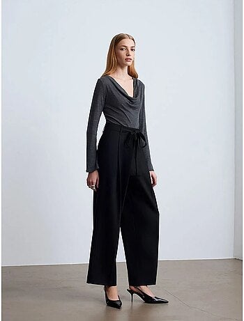DILVIN Pantalon Large En Crêpe Pour Femme