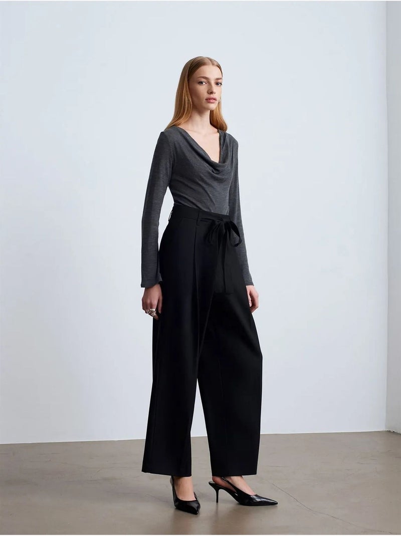 DILVIN Pantalon Large En Crêpe Pour Femme Noir - Kiabi