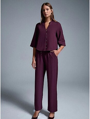 DILVIN Pantalon Large En Crêpe Pour Femme