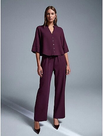 DILVIN Pantalon Large En Crêpe Pour Femme