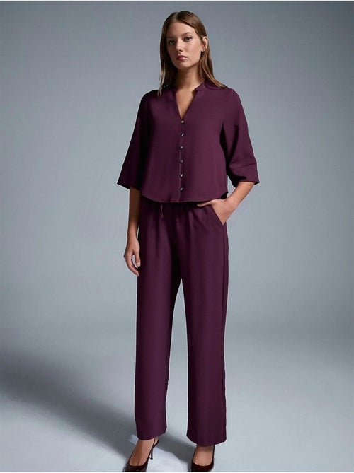 DILVIN Pantalon Large En Crêpe Pour Femme - Kiabi DILVIN Pantalon Large En Crêpe Pour Femme - Kiabi