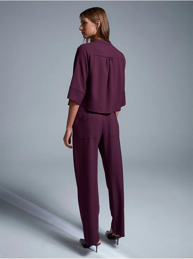 DILVIN Pantalon Large En Crêpe Pour Femme Rouge bordeaux - Kiabi