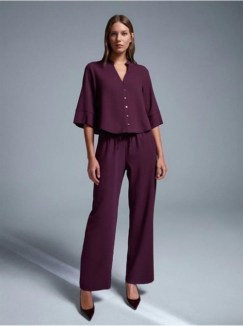 DILVIN Pantalon Large En Crêpe Pour Femme - Kiabi DILVIN Pantalon Large En Crêpe Pour Femme - Kiabi