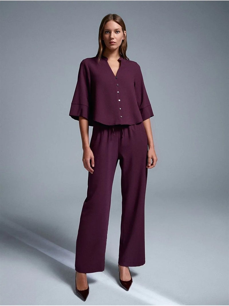 DILVIN Pantalon Large En Crêpe Pour Femme Rouge bordeaux - Kiabi