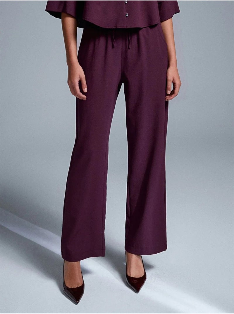DILVIN Pantalon Large En Crêpe Pour Femme Rouge bordeaux - Kiabi
