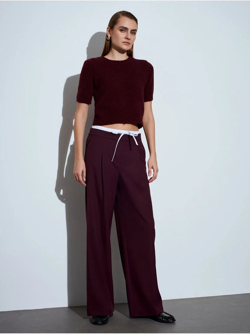 DILVIN Pantalon Large En Crêpe Pour Femme Rouge bordeaux - Kiabi