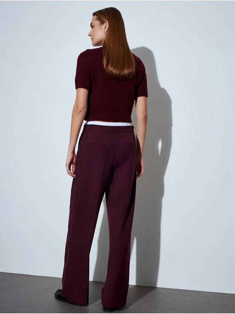 DILVIN Pantalon Large En Crêpe Pour Femme Rouge bordeaux - Kiabi