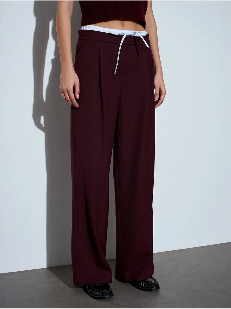 DILVIN Pantalon Large En Crêpe Pour Femme Rouge bordeaux - Kiabi