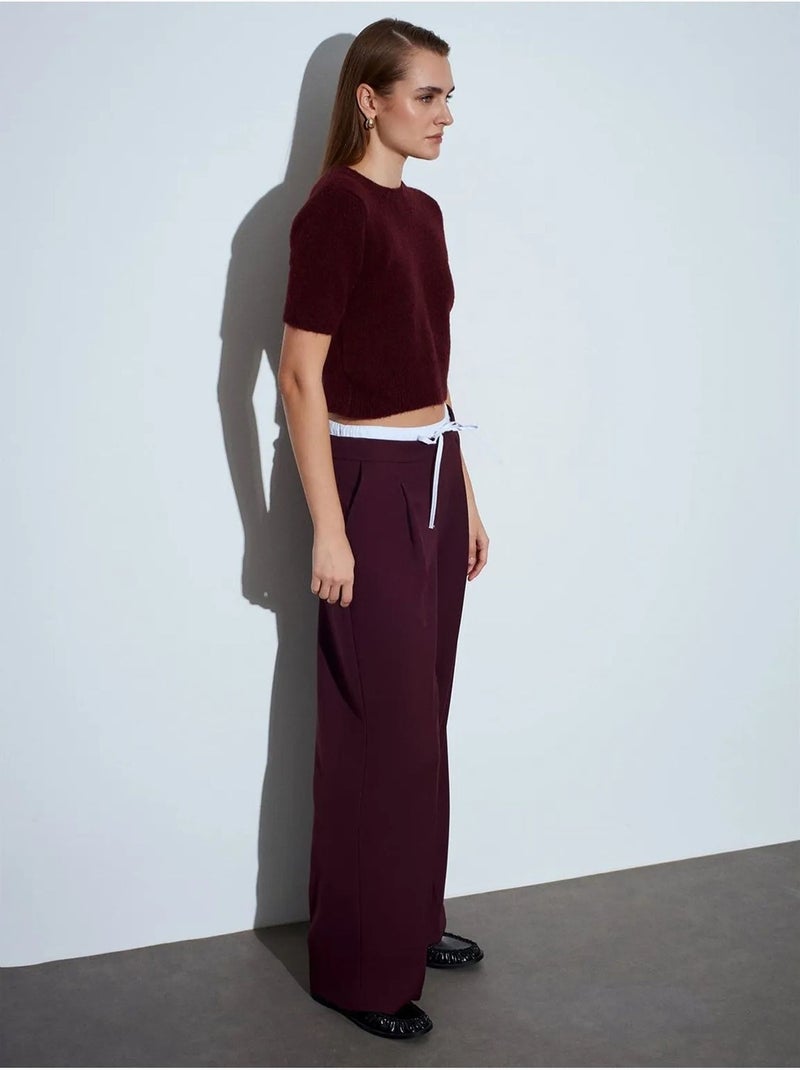 DILVIN Pantalon Large En Crêpe Pour Femme Rouge bordeaux - Kiabi