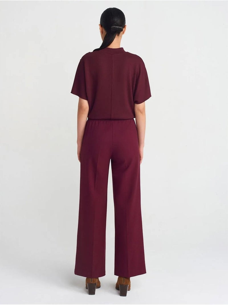 DILVIN Pantalon Large En Crêpe Rouge bordeaux - Kiabi