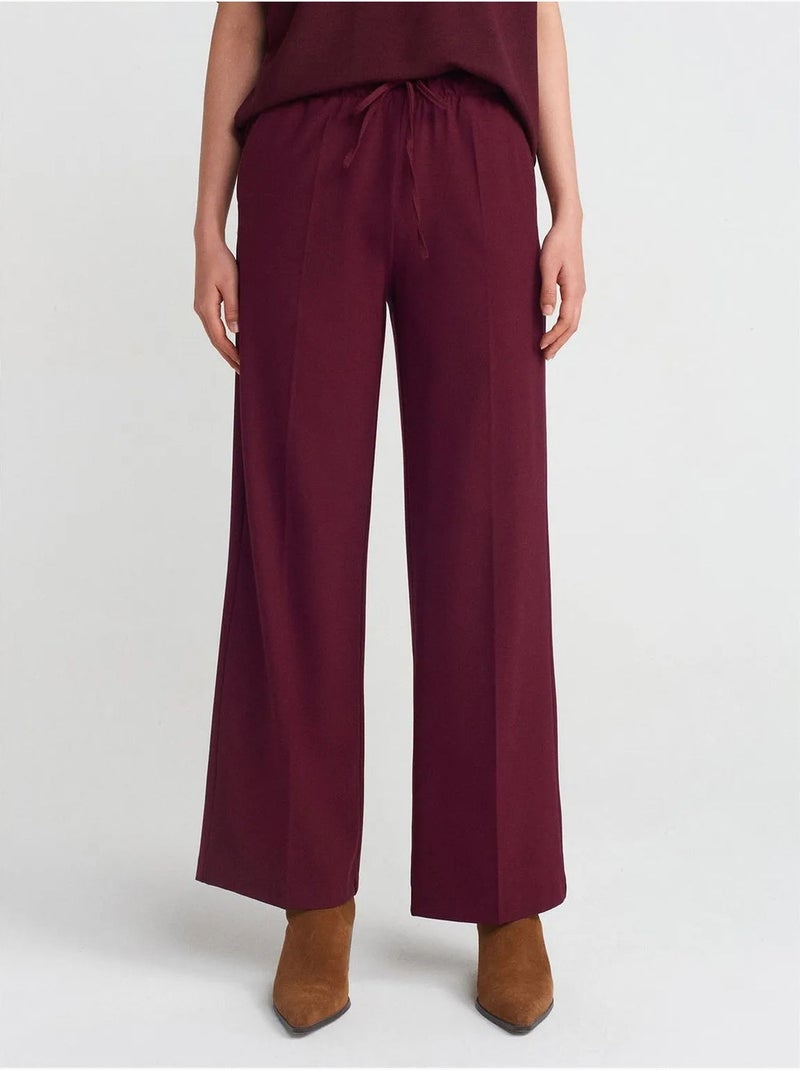 DILVIN Pantalon Large En Crêpe Rouge bordeaux - Kiabi