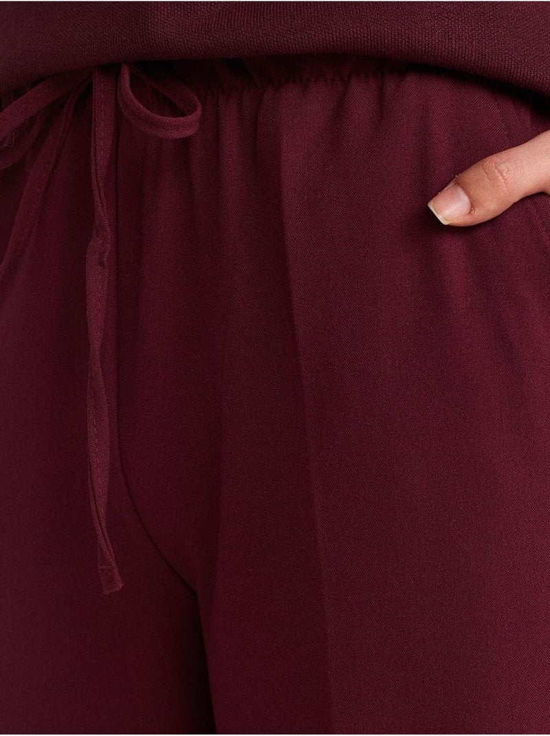 DILVIN Pantalon Large En Crêpe Rouge bordeaux - Kiabi