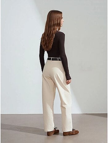 DILVIN Pantalon Large En Gabardine, Taille Haute